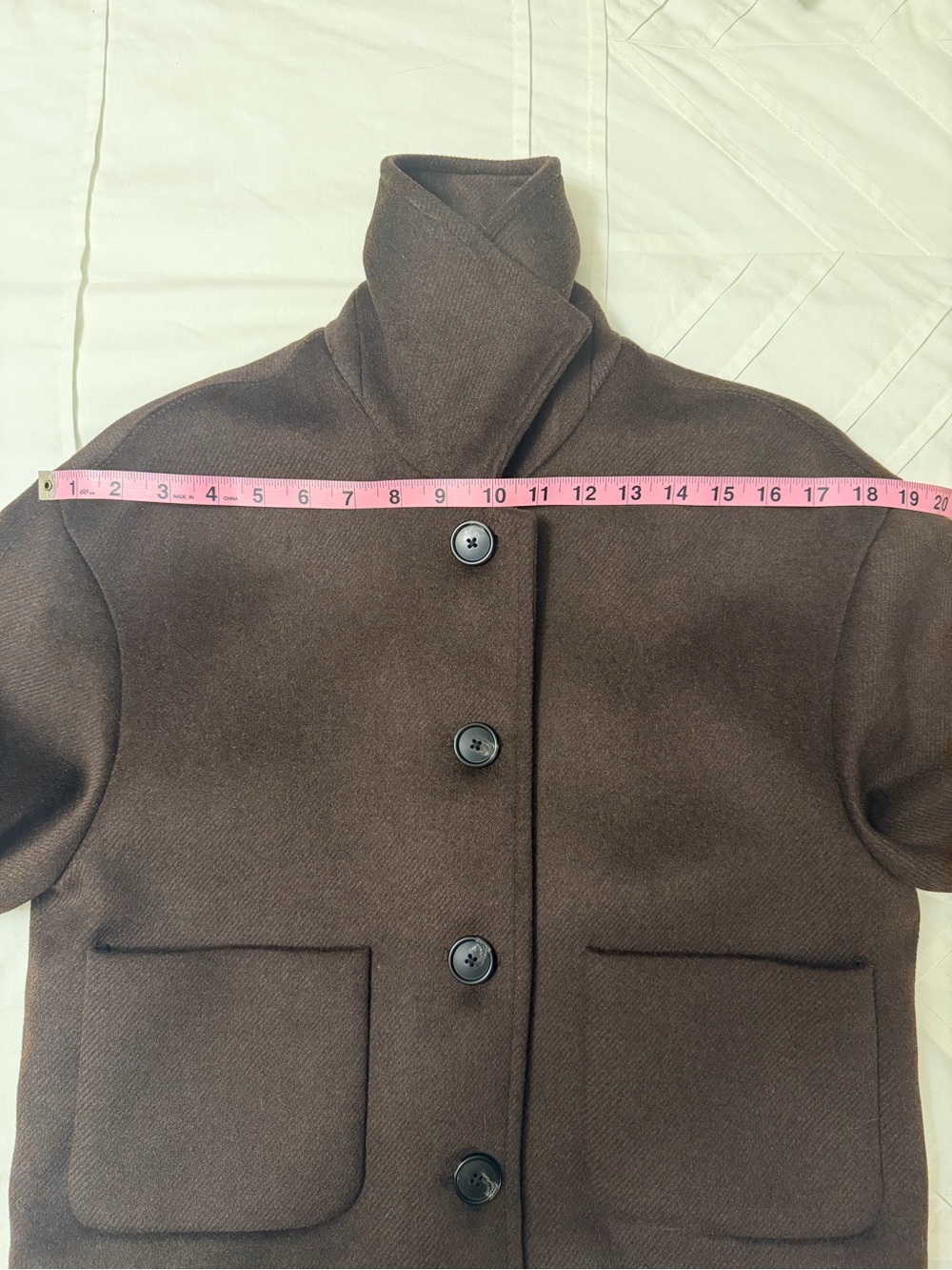 MANGO Wool Blend Jacket Brown XS Cropped Button Front - Picture 5 of 8